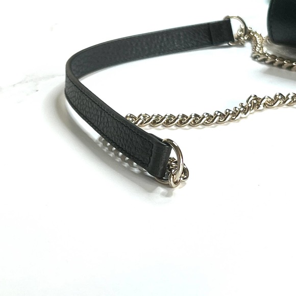💛SOLD🖤 Black Gucci GG Interlocking Pebbled Leather Wallet On Chain - Picture 9 of 11